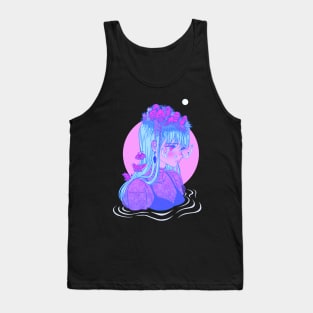 Overgrown Cemetery Drawtober Anime Girl Tank Top